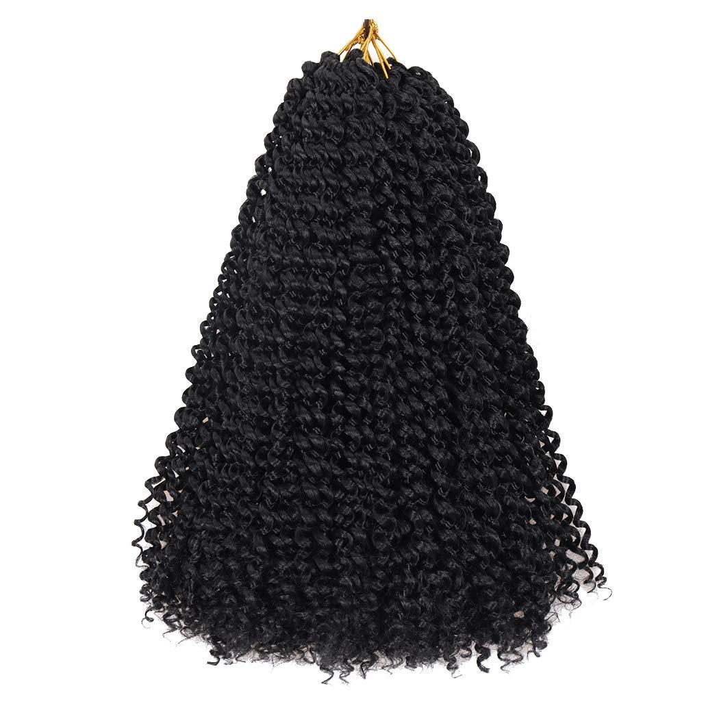 Dorsanee Black Passion Twist Hair 16 Inch 7 Packs Water Wave Crochet Hair Long Bohemian Curly Braiding Hair for Butterfly Locs, Faux Locs, Boho Style Spring Twist Crochet Braids (1#)
