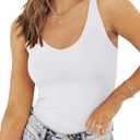 PINKMSTYLE Womens Basic Double Lined V Neck Tank Tops Slimming Workout Summer Tops Sleeveless Shirts (White, S)