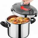 Pressure Cooker Stainless Steel,One-Hand Locking/Rotating Lock,Compatible with Gas & Induction, Fast Cooking for Large Meals,Dishwasher Safe,Olla de Presion (12 Quatrs)