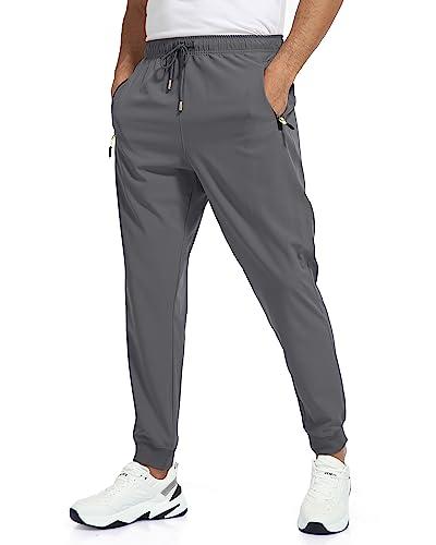Rapoo Men's Lightweight Joggers Pants Quick Dry Workout Track Running Gym Athletic Pants with 3 Zipper Pockets, XL