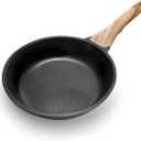 ZHANG XIAO QUAN SINCE 1628 Cast Aluminum Nonstick Frying Pan 8 Inches with Non-Toxic Coating, Skillet with Bakelite Wood Grain Handle, Omelet Pan Even Heating Cookware, PFOA/PFOS Free, Black (8'')