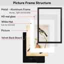 BKABOT 10x12 Picture Frame, Black Aluminum Metal Photo Frames with HD Glass, Fits 8x10 with Mat or 10 x 12 without Mat, Display for Wall, 1 Pack