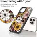 Compatible for iPhone 13 Pro Max Case Cute Aesthetic - Durable Shockproof 6.6 ft Drop Impact Phone Case Cover with Funny Fashion Sunflower 6.7" Black