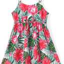 PATPAT Girls Summer Hawaiian Dress Toddler Sling Floral Casual Sleeveless Kids Sundress 4-5Years
