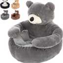 Teddy Bear Dog Bed with Arms,Teddy Bear Bed for Dogs,Cozy Fluffy Washable Cuddler Bed with Anti-Slip Bottom,Puppy Bed for Indoor Cats & Small Dogs (Gray, M)