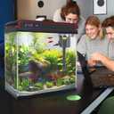 Glass 20 Gallon Fish Tank Aquarium - Smart Self-Cleaning Starter Kit with 3-Color LED Light, Ultra Quiet Pump & Filter, Temperature Monitoring for Betta Fish and Shrimp