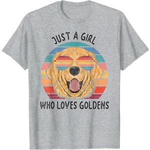 Girl Who Loves Golden Retrievers Dogs T-Shirt (Small)