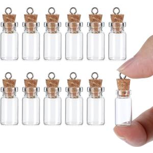 12 Pcs Small Glass Bottles with Cork, 1.5ml Tiny Glass Jars with Lids Empty Mini Glass Bottles Spell Jars Wishing Bottles Message Glass Bottles for DIY Crafts Wedding Halloween Chrismas Decoration