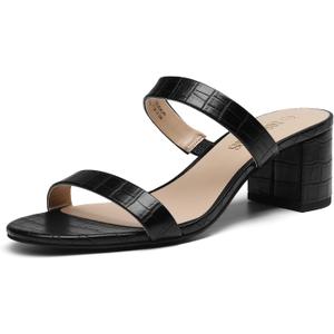 DREAM PAIRS Women's Two Strap Open Toe Low Block Chunky Heels Sandals Dress Pumps Casual Summer Mules Shoes (7)