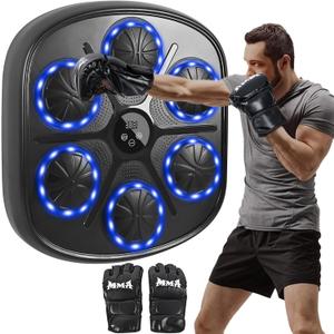 Music Boxing Machine for Adults, Boxing 9 Modes & 9 Speeds Wall Mounted Bluetooth Punching Bag Home Gym Training Equipment, Heavy Duty Durable Design,Real Boxing Experience Includes Boxing Gloves