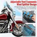 Motorcycle Windshield 16" Thick Adjustable Vented Windshield With Bracket Kit, Fits Harley 1994-Later Road King FLHRC/I,FLHR/I and FLHRXS Replacement Parts and FLSTN Models (Smoked & Black Bracket)