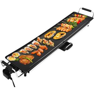 AEWHALE Electric Nonstick Extra Larger Griddle Grill-35" Teppanyaki Grill BBQ with Adjustable Temperature &Insulated Handles for Indoor/Outdoor