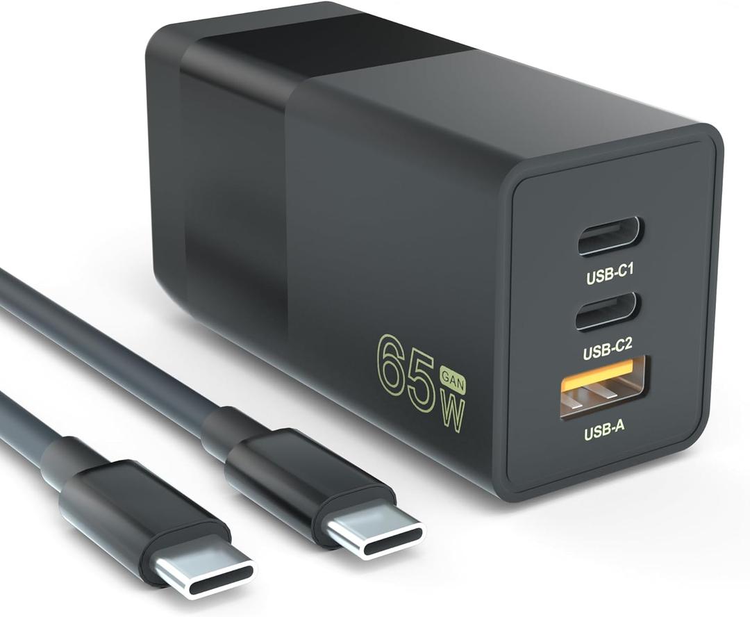 USB-C Charger 65W GAN PD3.0 USB Wall Foldable Fast Charger for Sumsang S25 S25Ultra,S24 S24 Ultra,iPhone 16 15 Series, iPad Pro 11 12.9 inch,MacBook Pro, Dell XPS 3 PortsTravel Charger
