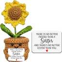 Sister Gifts from Sisters Birthday Christmas, Soul Sister Gifts for Best Friends Women, There is no Better Sister Handmade Emotional Crochet Sunflower Gift
