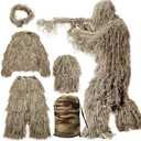 MOPHOTO 5 in 1 Ghillie Suit 3D Camouflage Hunting Suits - Jacket, Pants, Hood, Carry Bag for Adults & Youth, M/L