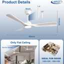 Depuley Ceiling Fan with Light and Remote: 52 Inch White 3 Blade Outdoor Fans for Patios - Dimmable Indoor Fan with Lights Fandelier for Gazebo