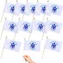 12 Pack USA Coast Guard Miniature Small Wooden Stick Flags Military Mini Handheld Flag Patio Lawn & Garden Outdoor Decorations,8x5 Inch