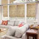 CHICOLOGY Bamboo Roman Shade, Cordless Light Filtering Woven Wood Window Treatment for Living Room, Dining Room, Kitchen & Office, Natural Bamboo Blinds for Boho Coastal Decor, Tortoise, 35"W x 64"H