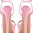 Platform Stiletto High Heels for Women, Round Open Toe Ankle Strap Sexy Heeled Sandals for Wedding Party Dress, Size 7