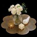 FAVE Luxury Gold Round Table Mats Set of 6, 15 Inch Wipeable Heat Stain Resistant PVC Placemats for Kitchen Dining, Holiday Decor,Parties,Weddings and Daily Use(Flower)