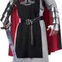 Men's Medieval Knight Costume (Large/X-Large, Black, Silver, Red)