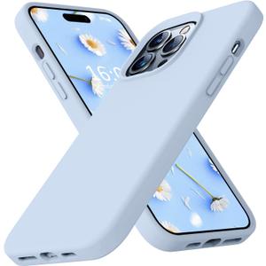 Ktele Compatible with iPhone 14 Pro Max Case, AB-Grade Liquid Silicone [Four Corner 50+Tiny Airbags Shockproof] [Soft Microfiber Lining Anti-Scratch] Camera Protection Case - Light Blue