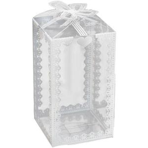 Leadigol 20 Pack Clear Favor Boxes with Bowknot,5x5x7cm,Small Clear Plastic Box,Transparent PVC Favor Boxes Packing Box,