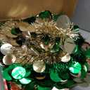 5FT Pop Up Christmas Tree with Timer 60 Warm White & Multi Color Fairy Light 3D Star 15 Ball Ornament, Green Gold Tinsel Christmas Tree Slim Pencil Xmas Tree Home Office Holiday Decor Indoor Outdoor
