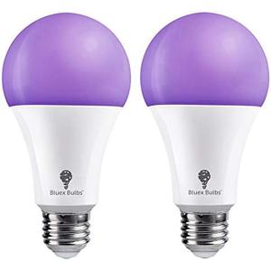 Bluex Bulbs A21 LED Black Light Bulb, 16W (120Watt Equivalent) E26 Blacklight Bulb Level 385-400nm, Body Paint, Glow in The Dark Party LED Light Bulb Neon Glow Fluorescent Poster (2 Pack)
