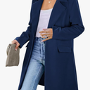 PRETTYGARDEN Women's 2025 Spring Fall Long Blazer Jackets Long Sleeve Lapel Pockets Loose Fit Work Casual Blazers Outerwear XXL