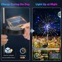 2 Pack Solar Firework Lights Outdoor, Adjustable 32" to 51" Extra Tall, 200 LED Stainless Steel 3-Section Pole, 8 Modes Waterproof Starburst Garden Lights for Yard Pathway Walkway Decor