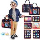 Toddler Busy Board Montessori Toys: for Toddlers 1-3 Year Old Educational Activity Book Sensory Board Travel Toy Ages 3-4 3-5 Learning Fine Motor Skills Preschool Quiet Book Gift for Boys Girls Kids (Blue)