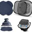 Silicone Mat for Ninja Crispi Air Fryer, Heat-Insulating Trivet for FN101 Containers  Kitchen Splatter Guard, Ninja crispi Accessories Oil Blocker, Keeps Countertop Clean (Dark Blue & Black)