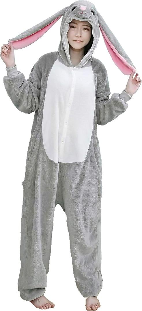 Adult Bunny Animal Cosplay Halloween Costume Pajamas, Large