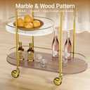 3-Tier Home Bar Serving Cart with Wheels & Glass Holder, Gold, Large