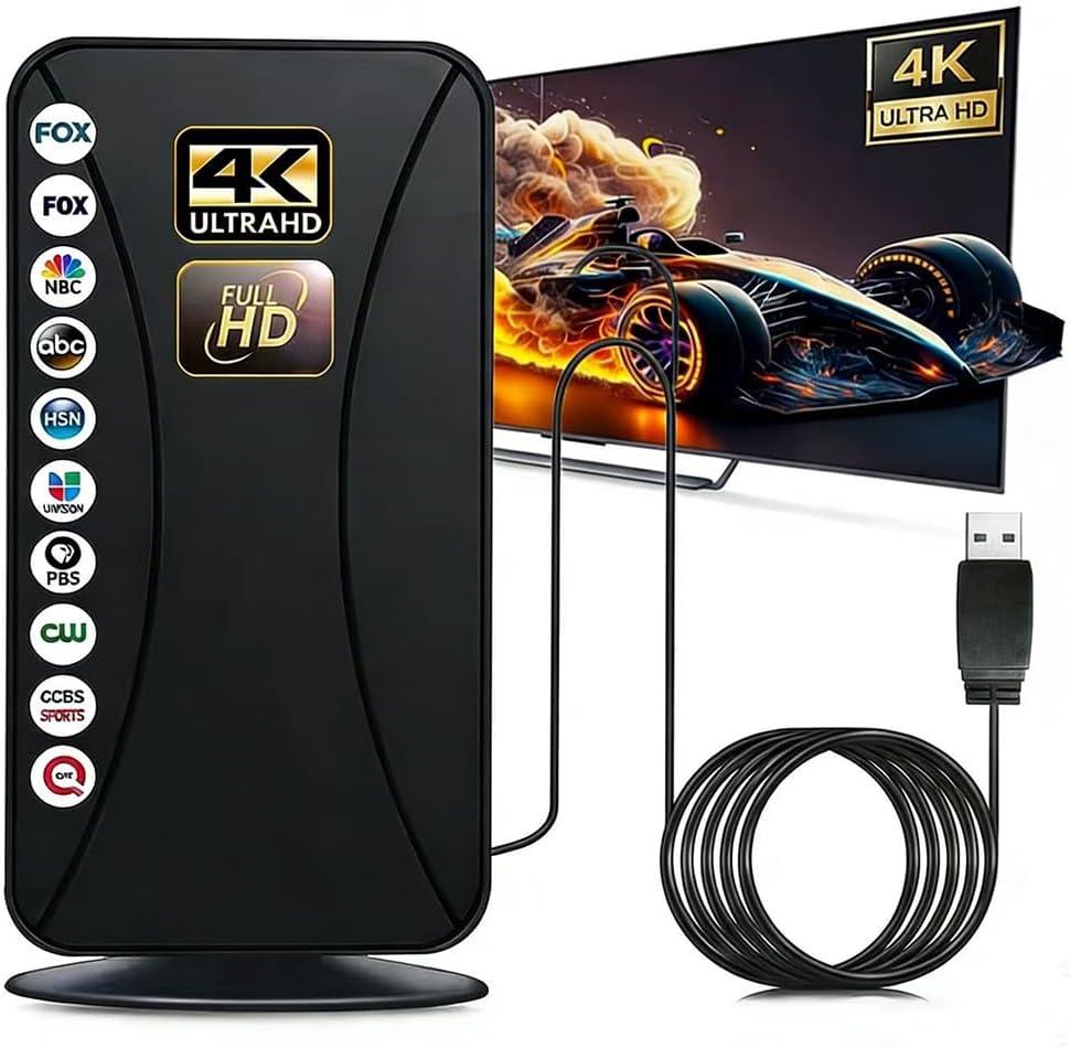 2025 TV Antenna, 999+ Mile Long Range TV Antenna for Smart TVs and All Older TVs, Indoor Outdoor Clear Digital Antenna with 4K 1080p Support - Coaxial 33FT Cable and Amplifier