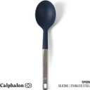 Calphalon Prime Stainless Steel Kitchen Spoon with Navy Blue Silicone Head, Heat-Resistant Cooking and Serving Spoon, Durable Kitchen Utensil for Home Kitchens and Everyday Cooking