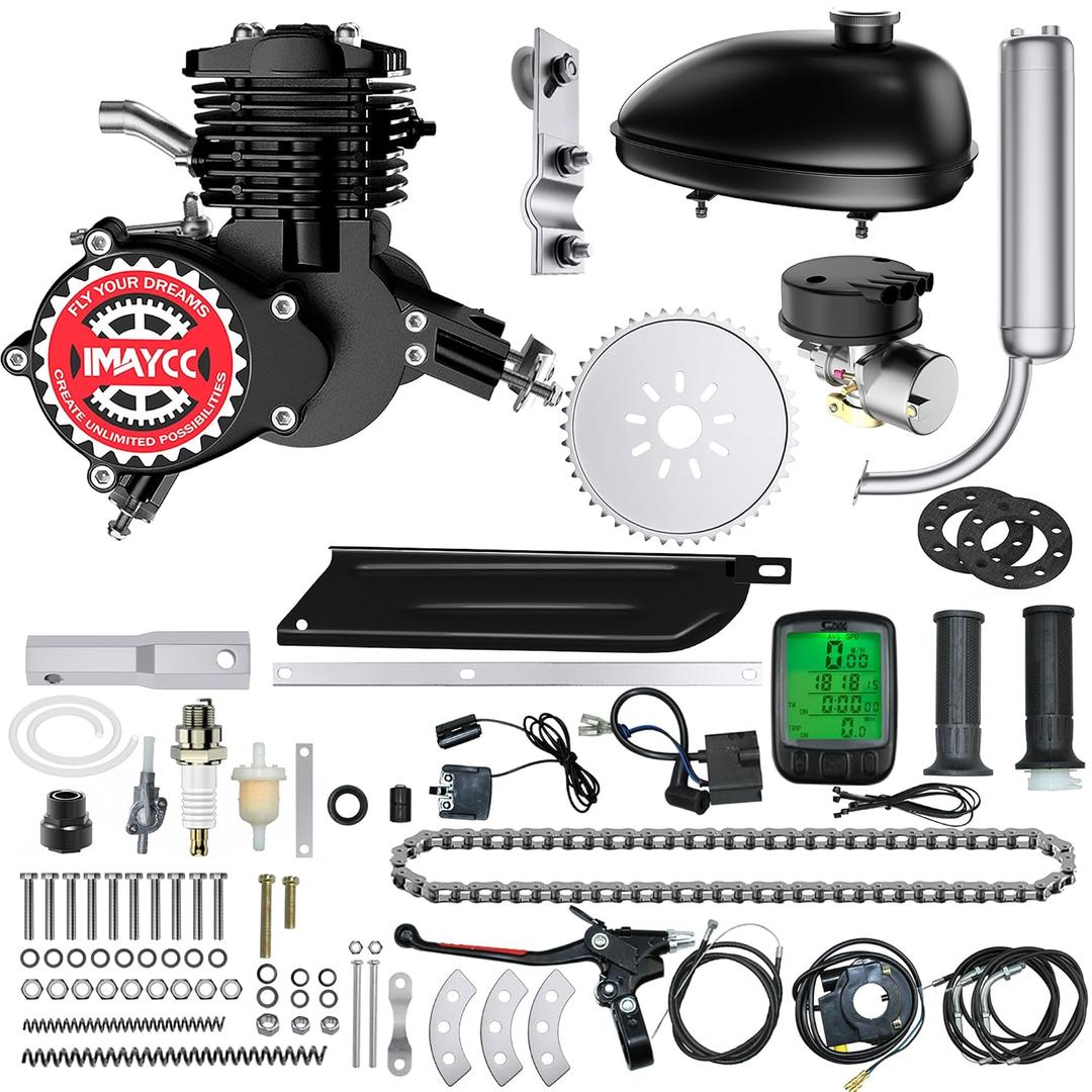 IMAYCC 80cc Bicycle Engine Kit 2 Stroke Motorized Bike Motor Conversion Kit Fit for 26-28" Bikes(80CC Black)