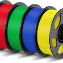 ANYCUBIC PLA Filament 1.75mm Bundle, 3D Printing PLA Filament 1.75mm Dimensional Accuracy +/- 0.02mm, 1KG Reusable Spool (2.2 lbs), 4KG Red + Green + Blue + Yellow