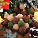 12 Pcs Velvet Christmas Balls Flocked Christmas Tree Hanging Ornaments Shatterproof Plastic Hanging Balls Decorations for Xmas Tree Party Home Holiday Decor (Brown, Green, Beige, 3.15 inch)