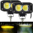 STDYSUN LED Driving Fog Lights Motorcycle Fog Lights Dual Color Amber/White 2Pcs 3.7Inch Pod Lights Offroad Lights Work Auxiliary Lights fit for Motorcycle Truck Car ATV SUV Boat Forklift Tractor