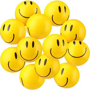 Smile Inflatable Beach Balls 12 Inch Summer Beach Pool Party Toys Bulk Yellow Smile Face Water Balls for Summer Vacation Swimming Pool Games Birthday Party Favors