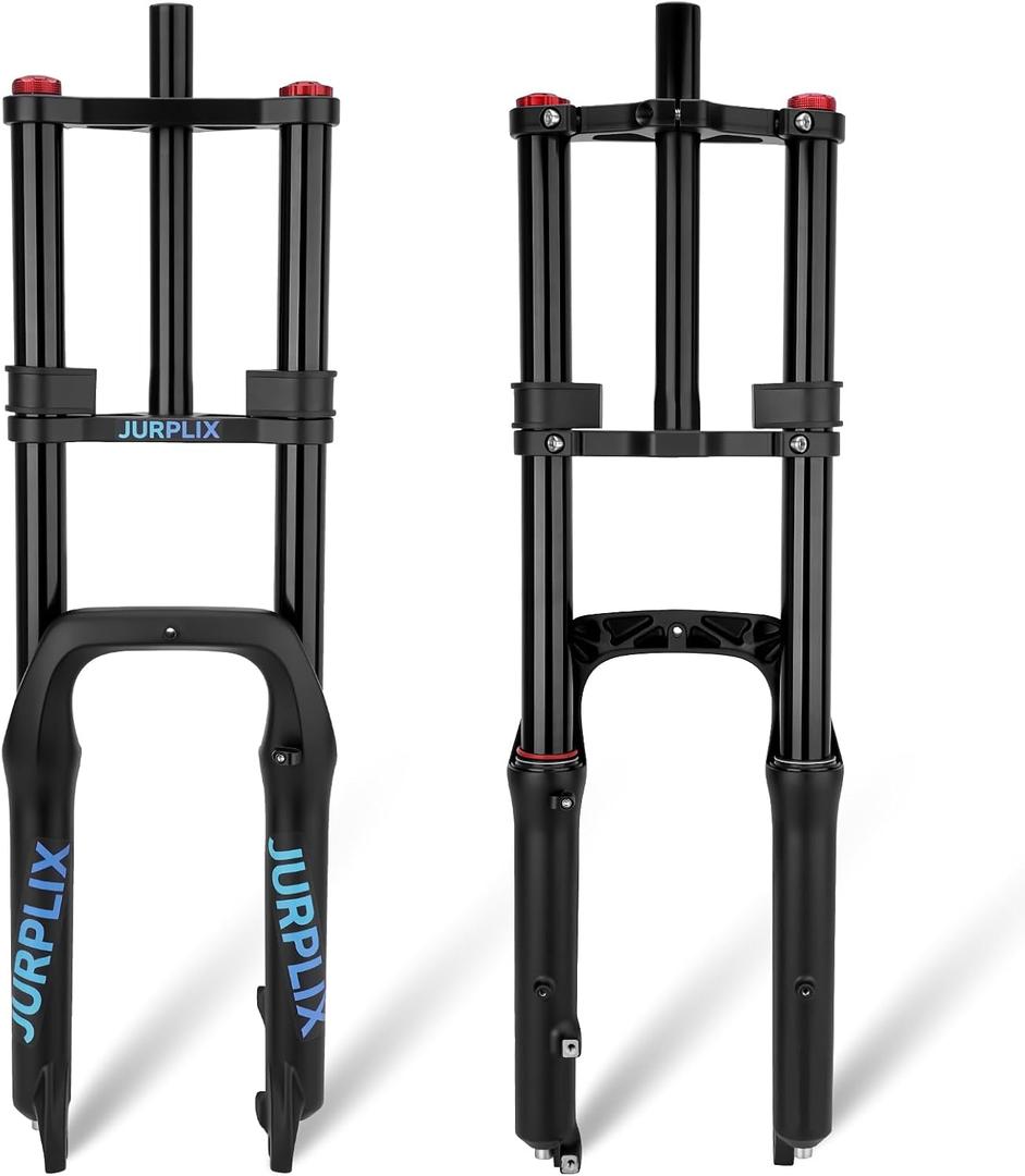 Air Suspension Fork 20 inch 4.0 Fat Tire Double Shoulder Snow Bike Beach Bike E-Bike Mountain Bike, 180mm 7.09″ Travel 135mm 5.31″Spacing Hub Straight Tube MTB Manual Lockout 9mm 0.354″ QR