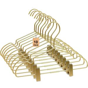 3 x 12.6" Children Gold Clothes Hangers with Clips,10 Pack,Newborn Kids Non Slip Durable Space Saving Clothes,Standard Hangers Heavy Duty Saving Space