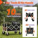 Collapsible Wagon with Wheels, 360LBS Tool-Free Black Folding Cart