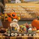 Hodao Harvest Festival Scarecrow Train Decoration  Thanksgiving Table Centerpiece Gift with Pumpkins, Turkey & Give Thanks Sign, Autumn Farmhouse Decor for Fall Party, Dining Table & Home