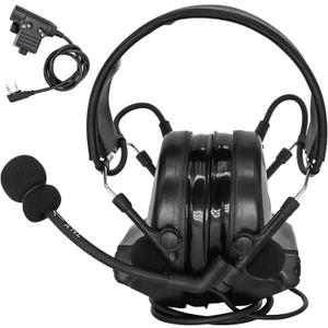 Tactical Headset,Sound Pickup Noise Reduction & Ken 2 Pin PTT for Airsoft Activities (Black)