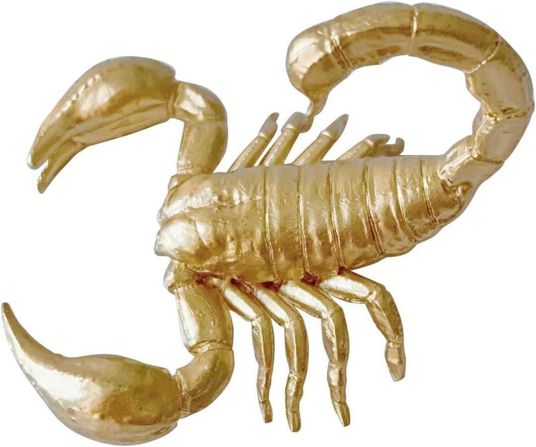 Gold Mini Scorpion Figurine, Solid Metal Animal Ornament, Mini Scorpion Sculpture for Home Office Garden Desktop Decor