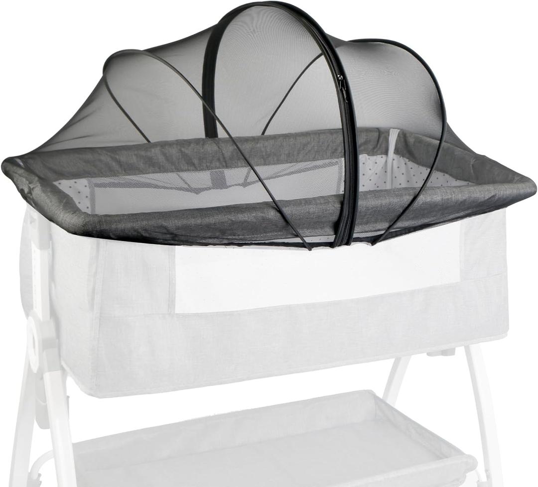 Bassinet Cover to Keep Cats Out, Mosquito Net Cover with 2-Way Zipper for Baby Crib, Black