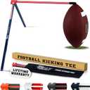 True Strike Pro Football Kicking Tee - Ultimate Football Tee Compatible with All Ball Sizes, Bonus Goal Kicking Tracker, Field Goal Football Holder (Blue & Red US Flag)